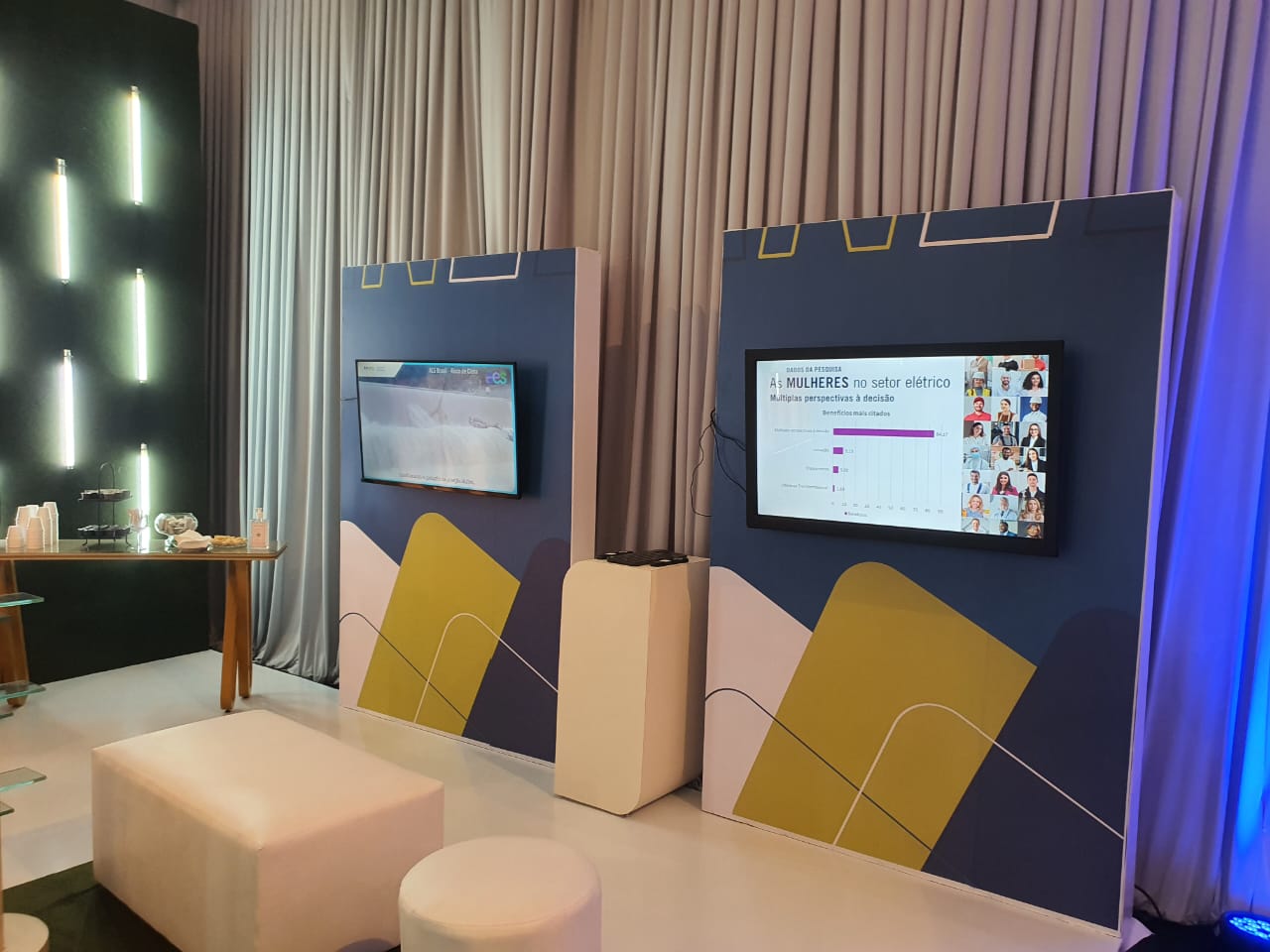 Evento com painéis e telas